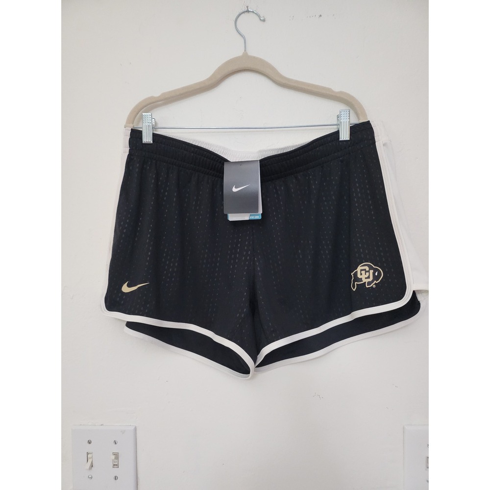 Nike Colorado Buffaloes Dri-FIT Running Shorts Womens XL Black White CU NCAA NWT